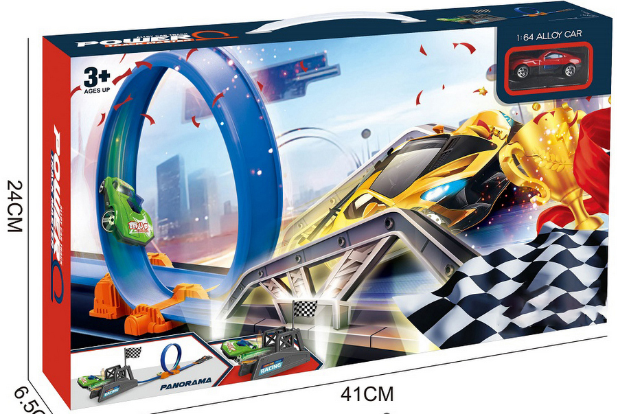 Писта с Изстрелвачка и Метална Количка Готова за Игра 104×21×13 см Кутия 41×24×7 см